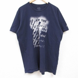 古着 オークレイ 半袖 Tシャツ メンズ MLB ニューヨークヤンキース コットン クルーネック USA製 紺 ネイビー メジャーリーグ  中古 古着