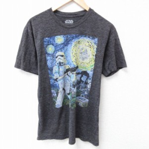 古着 半袖 Tシャツ メンズ スターウォーズ STAR WARS ストームトルーパー クルーネック 濃グレー 霜降り Lサイズ 中古 中古 古着