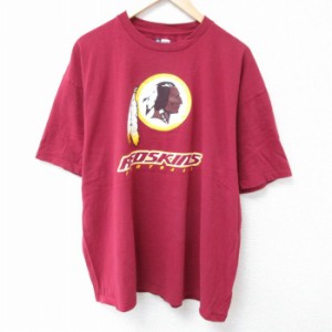 古着 半袖 Tシャツ メンズ NFL ワシントンレッドスキンズ 大きいサイズ コットン クルーネック エンジ アメフト スーパーボウ 中古 古着