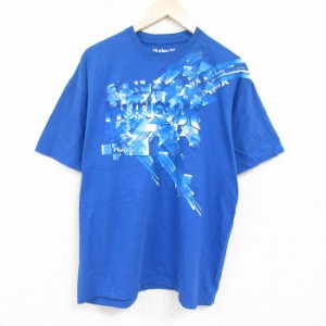 古着 半袖 Tシャツ メンズ ハーレー ビッグロゴ 大きいサイズ コットン クルーネック 青 ブルー XLサイズ 中古 中古 古着