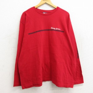 古着 トミーヒルフィガー TOMMY HILFIGER 長袖 ブランド Tシャツ メンズ 90年代 90s ビッグロゴ トミージーンズ 大きいサイズ  中古 古着