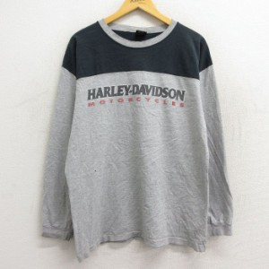 古着 ハーレーダビッドソン Harley Davidson 長袖 ビンテージ Tシャツ メンズ 90年代 90s ビッグロゴ ツートンカラー コットン 中古 古着