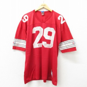 古着 チャンピオン champion 半袖 ビンテージ フットボール Tシャツ メンズ 90年代 90s 29 大きいサイズ メッシュ地 Vネック  中古 古着