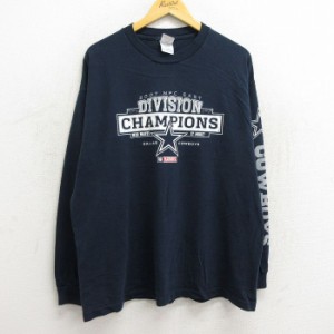 古着 長袖 ビンテージ Tシャツ メンズ 00年代 00s NFL ダラスカウボーイズ コットン クルーネック 紺 ネイビー アメフト スー 中古 古着