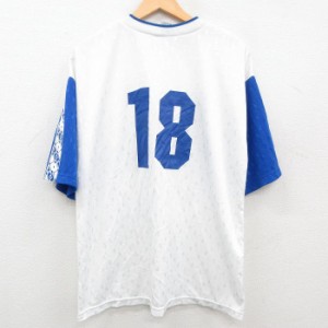 古着 Lotto 半袖 ビンテージ サッカー Tシャツ メンズ 90年代 90s 18 ツートンカラー クルーネック USA製 白他 ホワイト ユニ 中古 古着