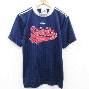 古着 アディダス adidas 半袖 ビンテージ サッカー Tシャツ メンズ 90年代 90s Spirits クルーネック USA製 紺他 ネイビー 3本 中古 古着