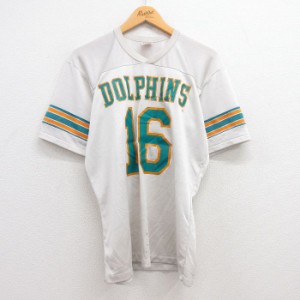 古着 ローリングス 長袖 ビンテージ フットボール Tシャツ メンズ 80年代 80s NFL マイアミドルフィンズ 16 Vネック USA製 薄 中古 古着