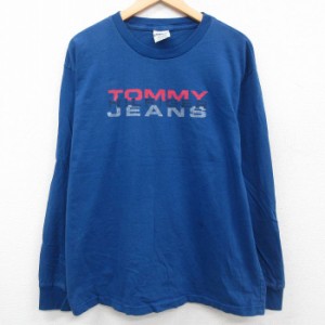 古着 トミーヒルフィガー TOMMY HILFIGER 長袖 ビンテージ Tシャツ メンズ 90年代 90s ビッグロゴ 大きいサイズ コットン クル 中古 古着