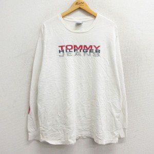 古着 トミーヒルフィガー TOMMY HILFIGER トミージーンズ 長袖 ブランド Tシャツ メンズ 90年代 90s ビッグロゴ 大きいサイズ  中古 古着