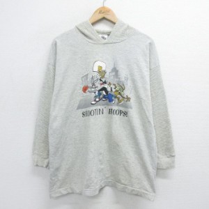 古着 長袖 ビンテージ Tシャツ パーカー メンズ 90年代 90s ルーニーテューンズ LOONEY TUNES バッグスバニー シルベスター ワ 中古 古着