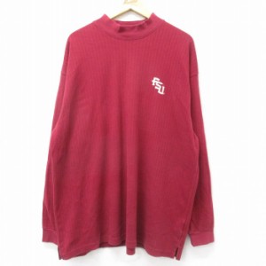 古着 ナイキ NIKE 長袖 ビンテージ Tシャツ メンズ 00年代 00s FSU 大きいサイズ モックネック ハイネック エンジ XLサイズ 中 中古 古着