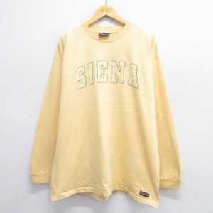 古着 ジャンスポーツ 長袖 ビンテージ Tシャツ メンズ 90年代 90s SIENA 大きいサイズ コットン クルーネック USA製 薄黄色 イ 中古 古着