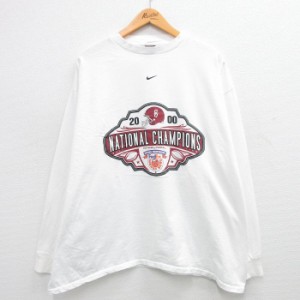 古着 ナイキ NIKE 長袖 ビンテージ Tシャツ メンズ 00年代 00s オレンジボウル FedEX 大きいサイズ コットン クルーネック 白  中古 古着