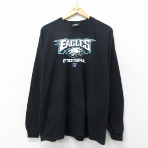 古着 長袖 ビンテージ Tシャツ メンズ 00年代 00s NFL フィラデルフィアイーグルス 大きいサイズ コットン クルーネック 黒 ブ 中古 古着