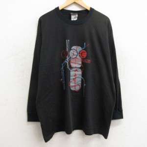 古着 ショーンジョン 長袖 ビンテージ Tシャツ メンズ 90年代 90s SJC 大きいサイズ コットン クルーネック USA製 黒 ブラック 中古 古着