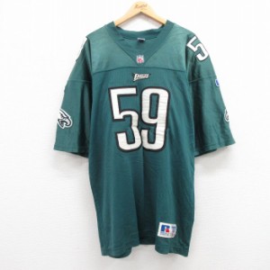 古着 ラッセル 半袖 ビンテージ フットボール Tシャツ メンズ 80年代 80s NFL フィラデルフィアイーグルス 59 メッシュ地 ロン 中古 古着