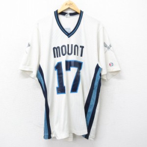 古着 チャンピオン Champion 半袖 ビンテージ Tシャツ メンズ 80年代 80s ラクロス mount 17 大きいサイズ ロング丈 メッシュ 中古 古着