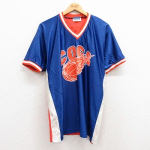 古着 半袖 ビンテージ Tシャツ メンズ 90年代 90s COGS バスケットボール Vネック USA製 青他 ブルー XLサイズ 中古 中古 古着