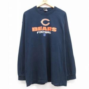 古着 長袖 ビンテージ Tシャツ メンズ 00年代 00s NFL シカゴベアーズ 大きいサイズ コットン クルーネック 紺 ネイビー アメ 中古 古着