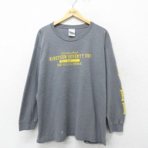 古着 ナイキ NIKE 長袖 ビンテージ Tシャツ メンズ 90年代 90s 大きいサイズ コットン USA製 グレー 霜降り XLサイズ 中古 中古 古着