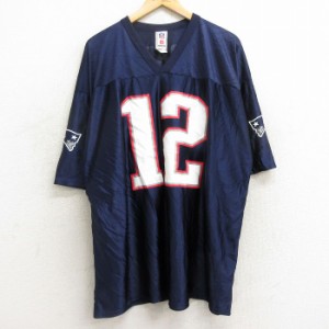 古着 半袖 ビンテージ フットボール Tシャツ メンズ 00年代 00s NFL ニューイングランドペイトリオッツ トムブレイディ 12 大 中古 古着