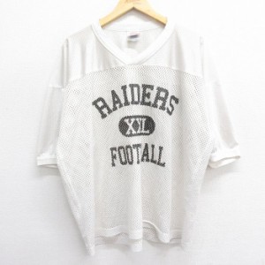 古着 半袖 ビンテージ フットボール Tシャツ メンズ 00年代 00s NFL オークランドレイダース 大きいサイズ メッシュ地 Vネック 中古 古着