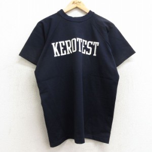 古着 ラッセル 半袖 ビンテージ Tシャツ メンズ 60年代 60s KEROTEST 14 ラグラン ハイネック モックネック USA製 紺 ネイビー 中古 古着