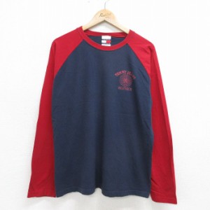 古着 トミーヒルフィガー TOMMY HILFIGER 長袖 ブランド Tシャツ メンズ 90年代 90s 大きいサイズ コットン ラグラン クルーネ 中古 古着