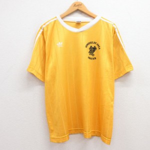 古着 アディダス adidas 半袖 ビンテージ サッカー Tシャツ メンズ 90年代 90s ワンポイントロゴ リーフ トレフォイル Vネック 中古 古着