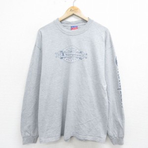 古着 チャンピオン champion 長袖 ビンテージ Tシャツ メンズ 00年代 00s ビッグロゴ 大きいサイズ クルーネック グレー 霜降 中古 古着