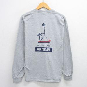 古着 長袖 ビンテージ Tシャツ メンズ 00年代 00s バレーボール クルーネック グレー XLサイズ 中古 中古 古着