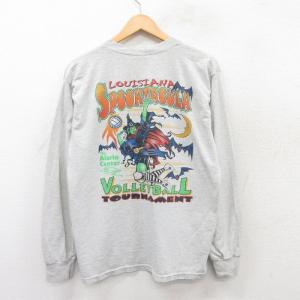 古着 フルーツオブザルーム 長袖 ビンテージ Tシャツ メンズ 00年代 00s バレーボール 魔女 クルーネック 薄グレー 霜降り Lサ 中古 古着