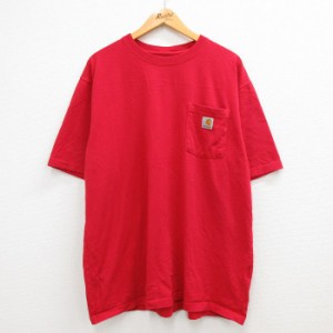 古着 カーハート Carhartt 半袖 ブランド Tシャツ メンズ ワンポイントロゴ 胸ポケット付き 大きいサイズ コットン クルーネッ 中古 古着