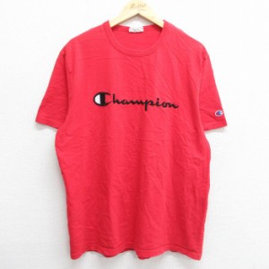 古着 チャンピオン champion 半袖 ブランド Tシャツ メンズ ビッグロゴ クルーネック 赤 レッド XLサイズ 中古 中古 古着