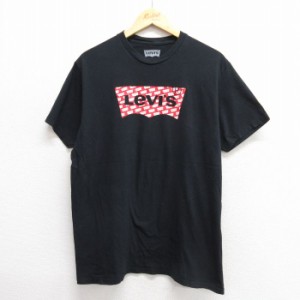 古着 リーバイス Levis 半袖 ブランド Tシャツ メンズ ビッグロゴ コットン 大きいサイズ 黒 ブラック Lサイズ 中古 中古 古着