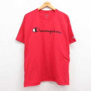 古着 チャンピオン champion 半袖 ブランド Tシャツ メンズ ビッグロゴ コットン クルーネック 赤 レッド XLサイズ 中古 中古 古着