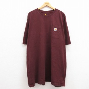 古着 カーハート Carhartt 半袖 ブランド Tシャツ メンズ 胸ポケット付き 大きいサイズ ロング丈 コットン クルーネック エン 中古 古着