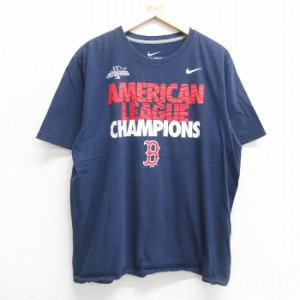 古着 ナイキ NIKE 半袖 ブランド Tシャツ メンズ ワンポイントロゴ MLB ボストンレッドソックス 大きいサイズ コットン クルー 中古 古着