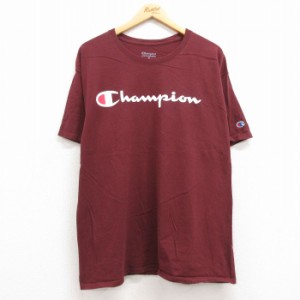 古着 チャンピオン 半袖 ブランド Tシャツ メンズ ビッグロゴ クルーネック エンジ XLサイズ 中古 中古 古着