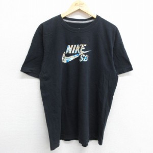 古着 ナイキ NIKE 半袖 ブランド Tシャツ メンズ ビッグロゴ コットン クルーネック 黒 ブラック Lサイズ 中古 中古 古着