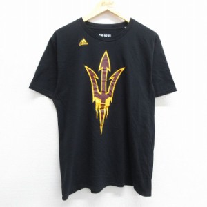 古着 アディダス adidas 半袖 ブランド Tシャツ メンズ ワンポイントロゴ アリゾナステイトサンデビルズ コットン クルーネッ 中古 古着