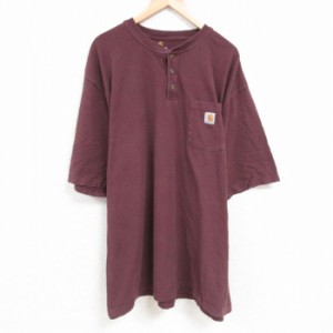 古着 カーハート Carhartt 半袖 ブランド Tシャツ メンズ 胸ポケット付き 大きいサイズ ロング丈 コットン ヘンリーネック エ 中古 古着