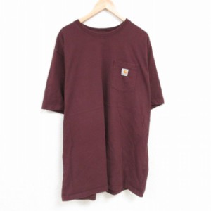 古着 カーハート Carhartt 半袖 ブランド Tシャツ メンズ 胸ポケット付き 大きいサイズ ロング丈 コットン クルーネック エン 中古 古着