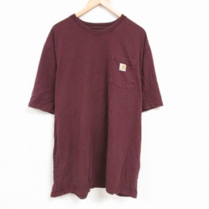 古着 カーハート Carhartt 半袖 ブランド Tシャツ メンズ 胸ポケット付き 大きいサイズ ロング丈 コットン クルーネック エン 中古 古着