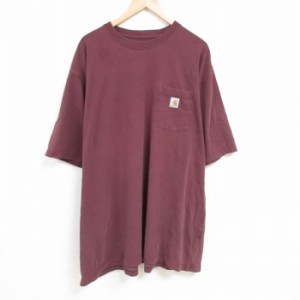 古着 カーハート Carhartt 半袖 ブランド Tシャツ メンズ 胸ポケット付き 大きいサイズ ロング丈 コットン クルーネック エン 中古 古着