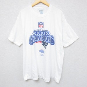 古着 リーボック REEBOK 半袖 ブランド Tシャツ メンズ NFL ニューイングランドペイトリオッツ コットン クルーネック 白 ホワ 中古 古着