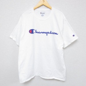 古着 チャンピオン Champion 半袖 ブランド Tシャツ メンズ ビッグロゴ コットン クルーネック 白 ホワイト XLサイズ 中古 中古 古着