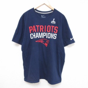 古着 ナイキ NIKE 半袖 ブランド Tシャツ メンズ NFL ニューイングランドペイトリオッツ コットン クルーネック 紺 ネイビー  中古 古着