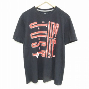 古着 ナイキ NIKE 半袖 ブランド Tシャツ メンズ JUSTDOIT コットン クルーネック 黒 ブラック Lサイズ 中古 中古 古着