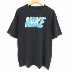 古着 ナイキ NIKE 半袖 ブランド Tシャツ メンズ ビッグロゴ クルーネック 黒 ブラック Lサイズ 中古 中古 古着